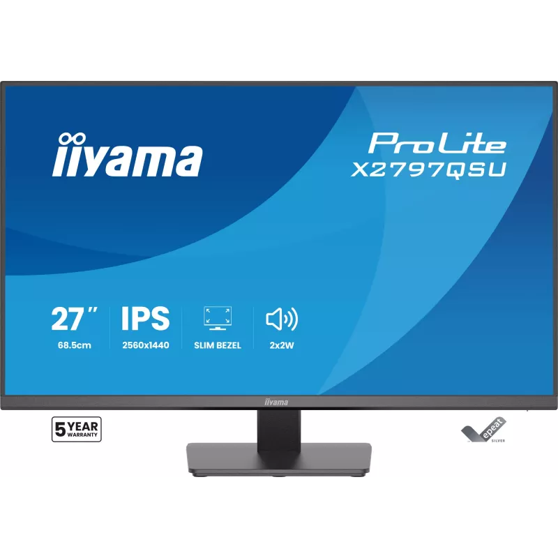 Monitor komputerowy IIYAMA ProLite X2797QSU-B1 27 cali (68,6 cm) 2560×1440 IPS LED Matowy, 1 ms, hub USB 3.2, głośniki, VESA