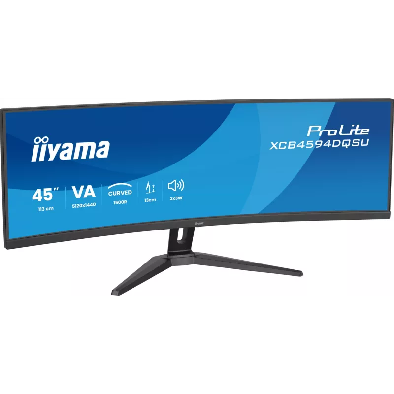 Monitor komputerowy IIYAMA XCB4594DQSU-B1 44 cale (111,8 cm) Zakrzywiony Dual QHD 5120×1440 VA LED, 2 ms, USB-C, USB 3.2, VESA, głośniki