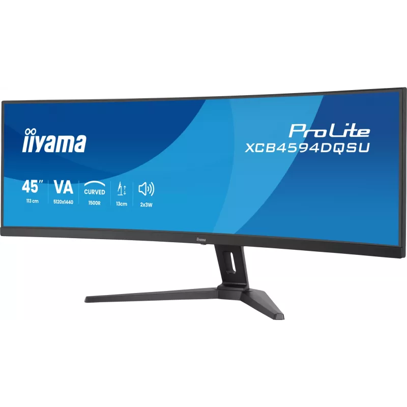 Monitor komputerowy IIYAMA XCB4594DQSU-B1 44 cale (111,8 cm) Zakrzywiony Dual QHD 5120×1440 VA LED, 2 ms, USB-C, USB 3.2, VESA, głośniki