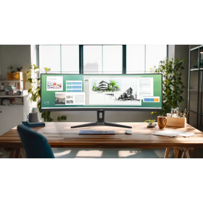 Monitor komputerowy IIYAMA XCB4594DQSU-B1 44 cale (111,8 cm) Zakrzywiony Dual QHD 5120×1440 VA LED, 2 ms, USB-C, USB 3.2, VESA, głośniki