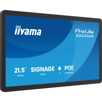 iiyama ProLite S2225AS-B1P Cyfrowy płaski panel reklamowy 54,6 cm (21,5 cala) LCD Wi-Fi 500 cd/m² Full HD Czarny Wbudowany procesor Android 24/7