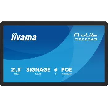 iiyama ProLite S2225AS-B1P Cyfrowy płaski panel reklamowy 54,6 cm (21,5 cala) LCD Wi-Fi 500 cd/m² Full HD Czarny Wbudowany procesor Android 24/7