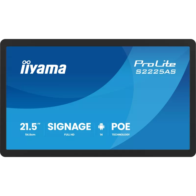 iiyama ProLite S2225AS-B1P Cyfrowy płaski panel reklamowy 54,6 cm (21,5 cala) LCD Wi-Fi 500 cd/m² Full HD Czarny Wbudowany procesor Android 24/7