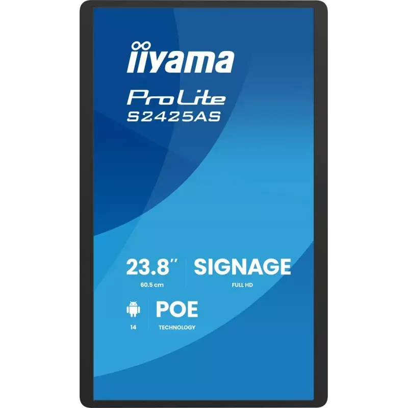 iiyama ProLite S2425AS-B1P Cyfrowy panel informacyjny 60,5 cm (23,8 cala) LCD Wi-Fi 500 cd/m² Full HD Czarny Wbudowany procesor Android 24/7