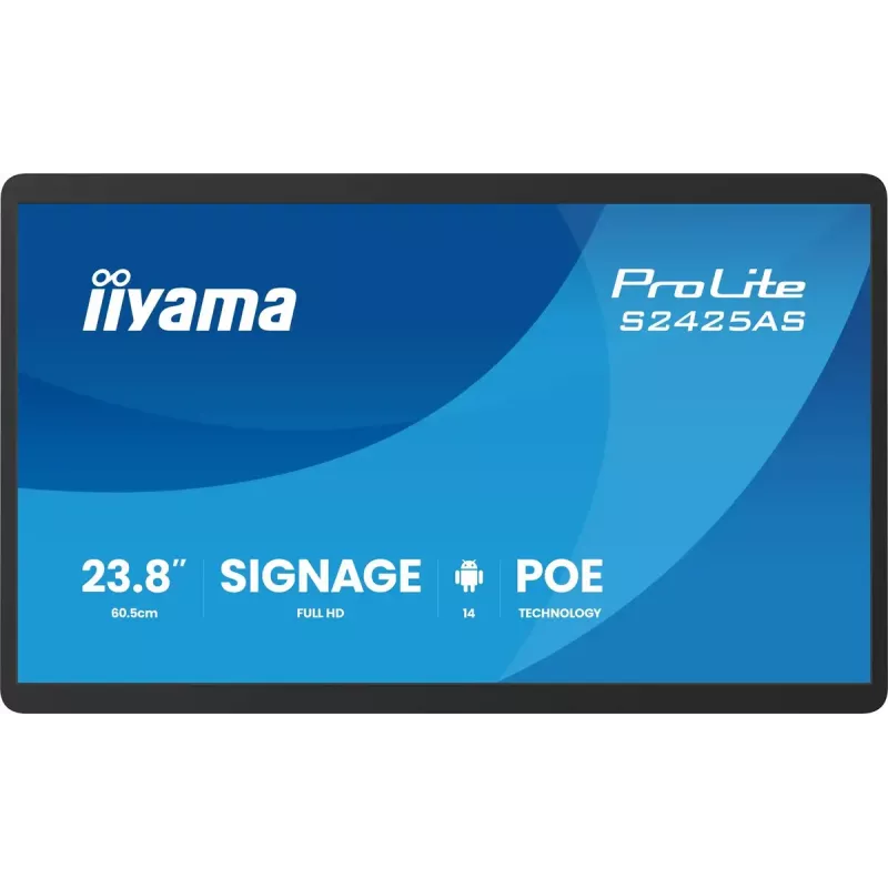 iiyama ProLite S2425AS-B1P Cyfrowy panel informacyjny 60,5 cm (23,8 cala) LCD Wi-Fi 500 cd/m² Full HD Czarny Wbudowany procesor Android 24/7