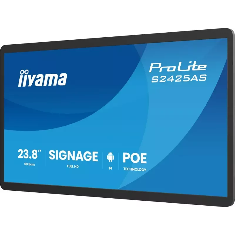 iiyama ProLite S2425AS-B1P Cyfrowy panel informacyjny 60,5 cm (23,8 cala) LCD Wi-Fi 500 cd/m² Full HD Czarny Wbudowany procesor Android 24/7