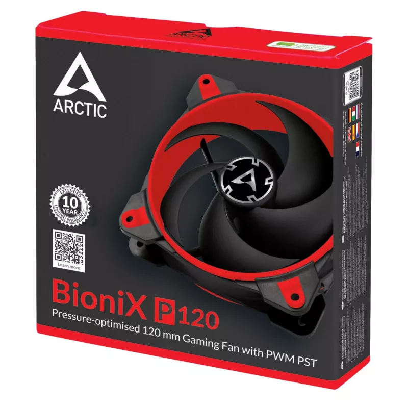 ARCTIC BioniX P120 (czerwony) – zoptymalizowany pod kątem ciśnienia wentylator gamingowy 120 mm z PWM PST