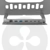 CLUB3D Regulowany aluminiowy stojak na laptopa z hubem USB-C®, szary, 260 mm, 224 mm, 56 mm, 1,76 kg, 315 mm