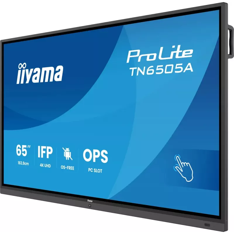 iiyama TN6505A-B1AG Wyświetlacz informacyjny Interaktywny płaski panel 163,8 cm (64,5 cala) 500 cd/m² 4K Ultra HD Czarny Ekran dotykowy