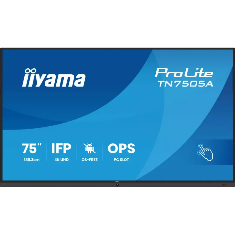 iiyama TN7505A-B1AG Wyświetlacz informacyjny Interaktywny płaski panel 189,3 cm (74,5 cala) 500 cd/m² 4K Ultra HD Czarny Ekran dotykowy