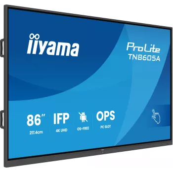 iiyama TN8605A-B1AG Wyświetlacz informacyjny Interaktywny płaski panel 2,17 m (85,6 cala) 500 cd/m² 4K Ultra HD Czarny Ekran dotykowy