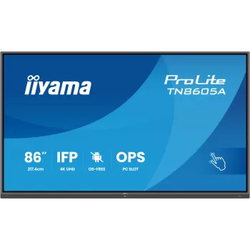 iiyama TN8605A-B1AG Wyświetlacz informacyjny Interaktywny płaski panel 2,17 m (85,6 cala) 500 cd/m² 4K Ultra HD Czarny Ekran dotykowy