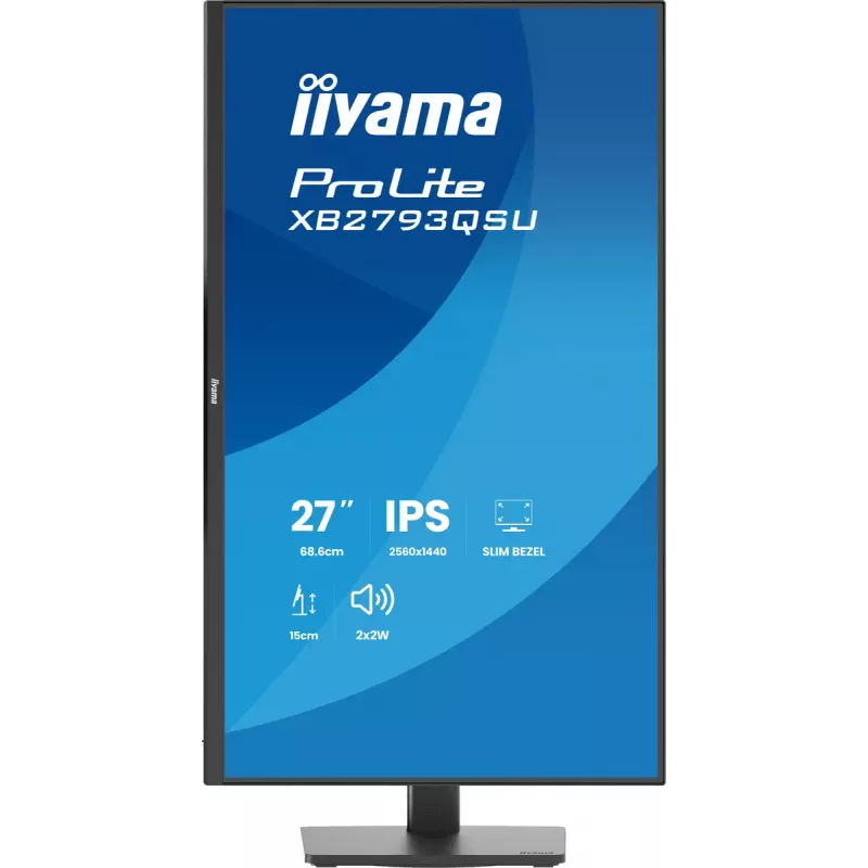 Monitor IIYAMA ProLite XB2793QSU-B1 27 cali (68,6 cm) IPS LED Quad HD 2560x1440, matowy, hub USB, głośniki, VESA, regulacja wysokości, czarny