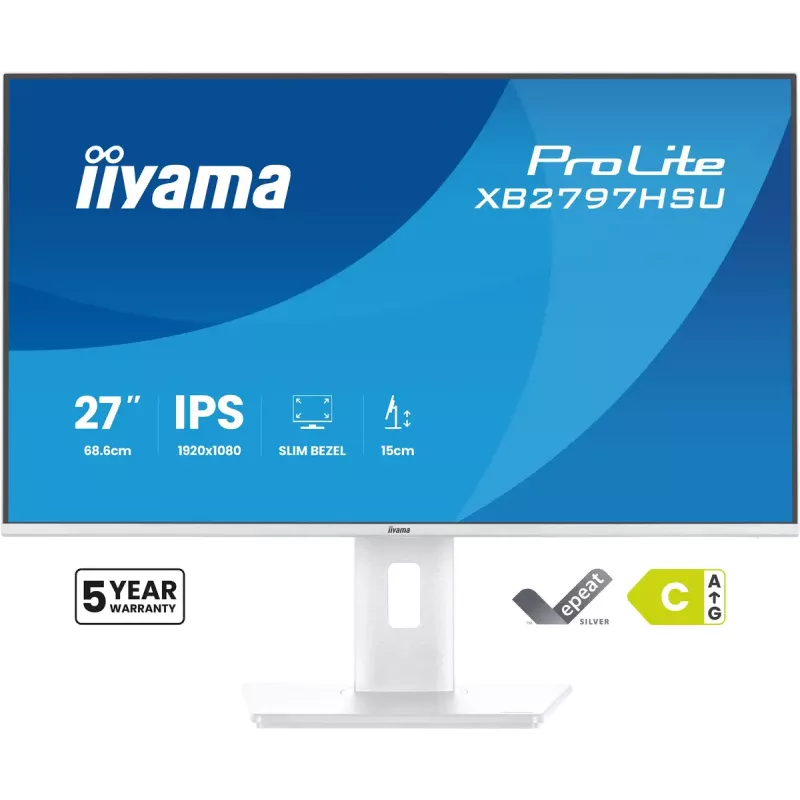 iiyama ProLite XB2797HSU-W1 monitor komputerowy 68,6 cm (27 cali) 1920 x 1080 pikseli Full HD LED Biały
