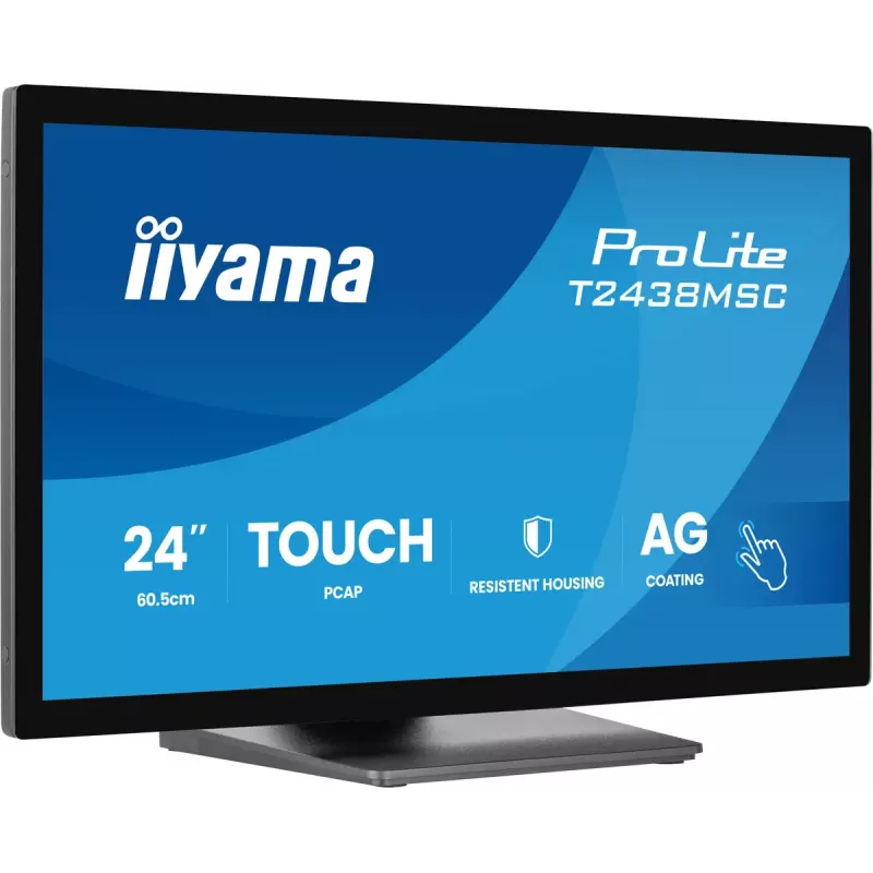 Monitor komputerowy iiyama ProLite T2438MSC-B2 60,5 cm (23,8 cali) 1920 x 1080 pikseli Full HD LED Dotykowy Czarny