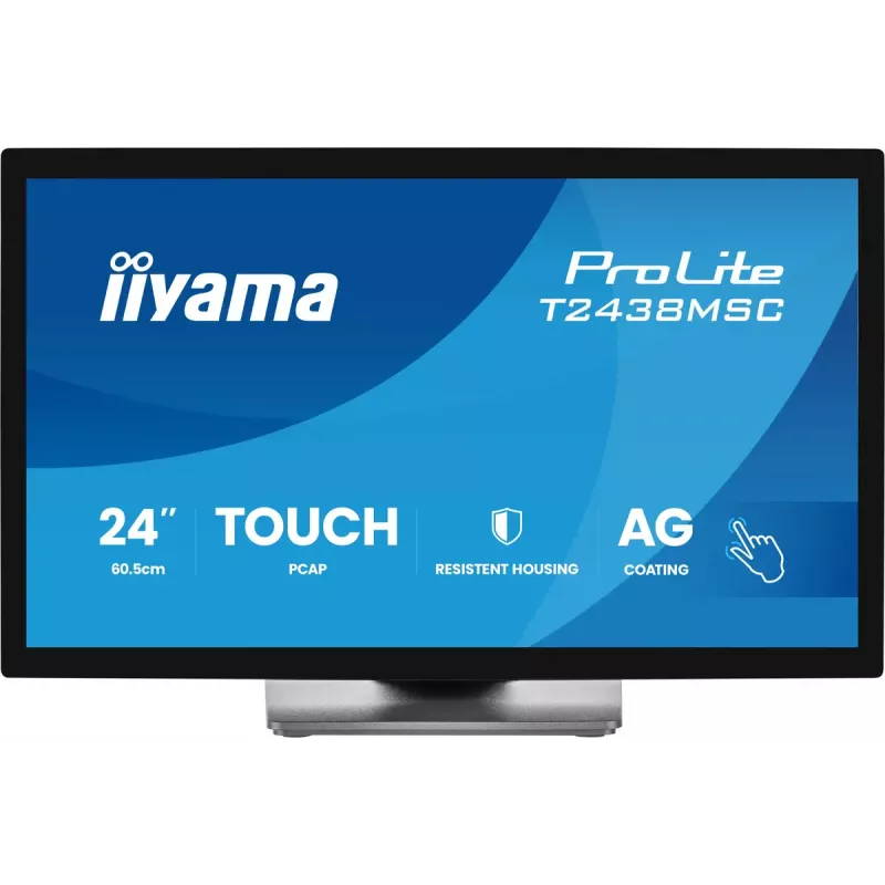 Monitor komputerowy iiyama ProLite T2438MSC-B2 60,5 cm (23,8 cali) 1920 x 1080 pikseli Full HD LED Dotykowy Czarny