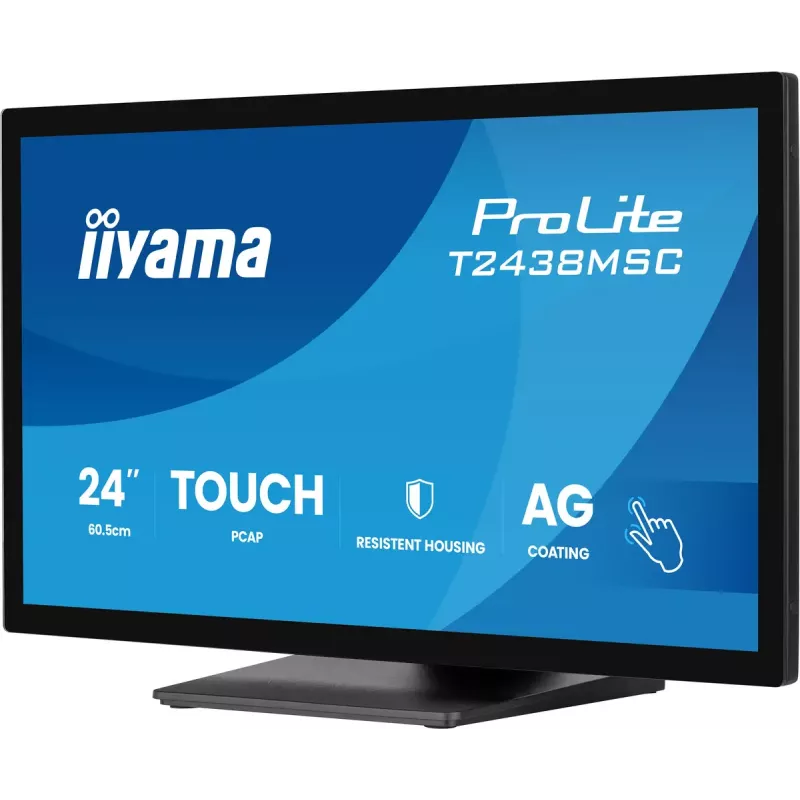 Monitor komputerowy iiyama ProLite T2438MSC-B2 60,5 cm (23,8 cali) 1920 x 1080 pikseli Full HD LED Dotykowy Czarny