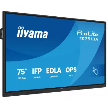 Panel interaktywny IIYAMA TE7513A-B2AG 75 cali 4K UHD dotykowy, 500 cd/m², Wi‑Fi, Android, 24/7