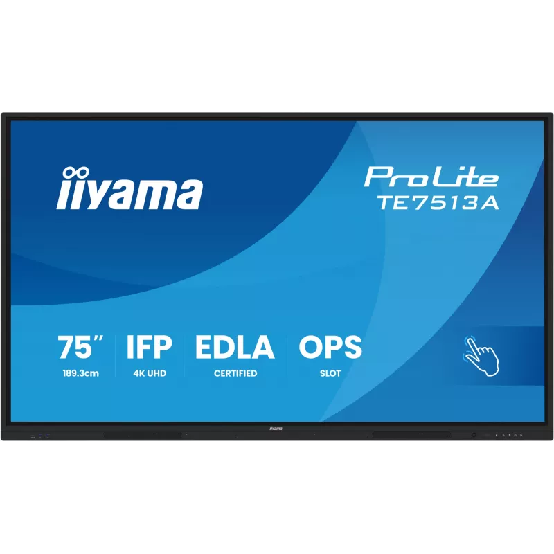 Panel interaktywny IIYAMA TE7513A-B2AG 75 cali 4K UHD dotykowy, 500 cd/m², Wi‑Fi, Android, 24/7