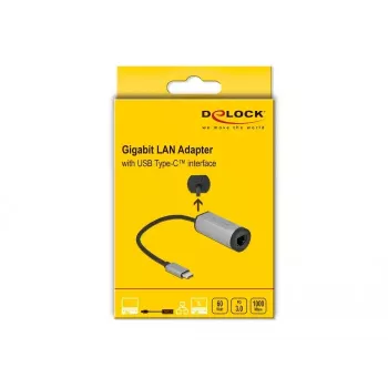 Adapter USB Type-C DeLOCK 64116 Gigabit LAN Power Delivery szary