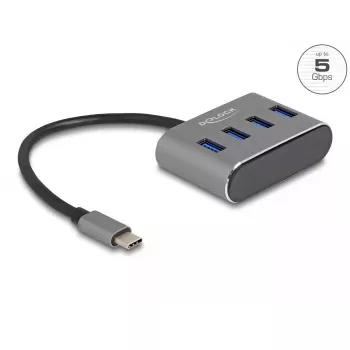 DeLOCK 63223 Hub USB 3.2 Gen 1 Type-C 5000 Mbit/s Czarny