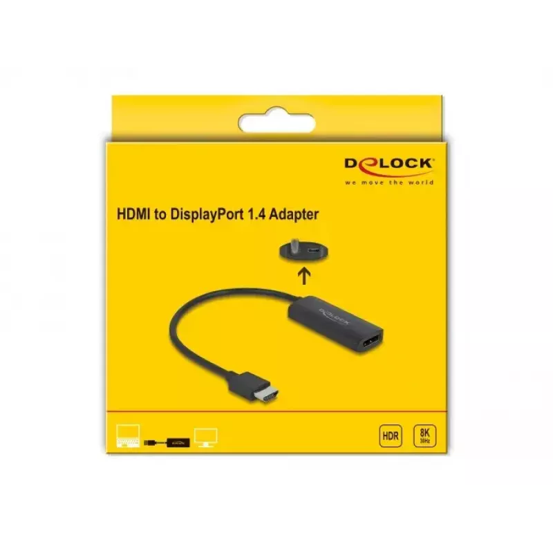 Adapter DeLOCK HDMI-A męski na DisplayPort żeński 8K 0,18m