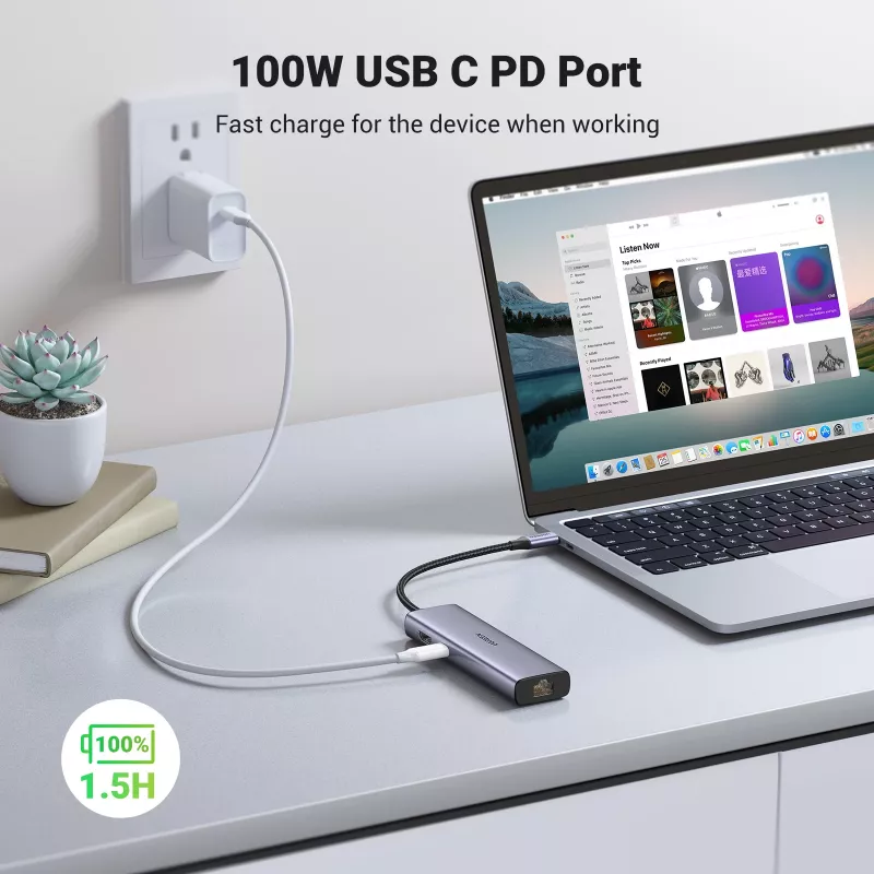 USB-C Hub UGREEN 90568 2 USB 3.0 HDMI RJ45 SD TF PD port