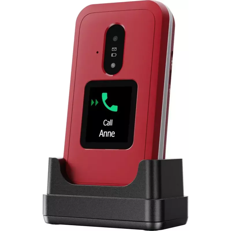 Telefon z klapką Doro Leva E30, 2,8 cala (7,11 cm) 320x240, Single SIM, aparat 0,3 MP, 1150 mAh, IP55, czerwony/biały
