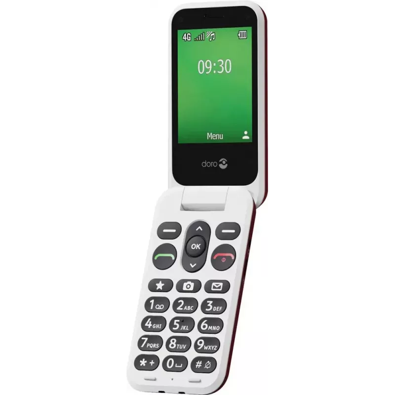 Telefon z klapką Doro Leva E30, 2,8 cala (7,11 cm) 320x240, Single SIM, aparat 0,3 MP, 1150 mAh, IP55, czerwony/biały