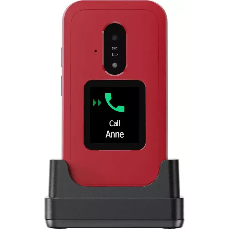 Telefon z klapką Doro Leva E30, 2,8 cala (7,11 cm) 320x240, Single SIM, aparat 0,3 MP, 1150 mAh, IP55, czerwony/biały