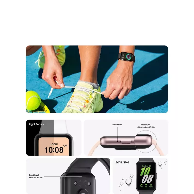 Samsung Galaxy Fit3 4,06 cm (1,6 cala) AMOLED 40 mm Cyfrowy 256 x 402 pikseli Ekran dotykowy Srebrny