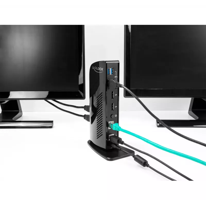 Stacja dokująca DeLOCK USB z dwoma wyjściami DisplayPort 4K, USB 3.2, LAN, Audio