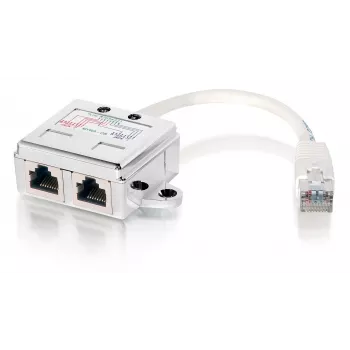 2-Port Cat.5e RJ45 Splitter, Equip 127603, Metaliczny/Biały, 0,15 m