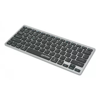 Manhattan Ultra cienki Dual-Mode Wireless klawiatura, układ niemiecki QWERTZ, Bluetooth (v3.0) i bezprzewodowa (2,4 GHz), 78 niskoprofilowych klawiszy nożycowych, automatyczne zarządzanie energią, zasięg 10 m, mikroodbiornik USB-A, bateria AAA (w zestawie), Windows i Mac, trzyletnia gwarancja