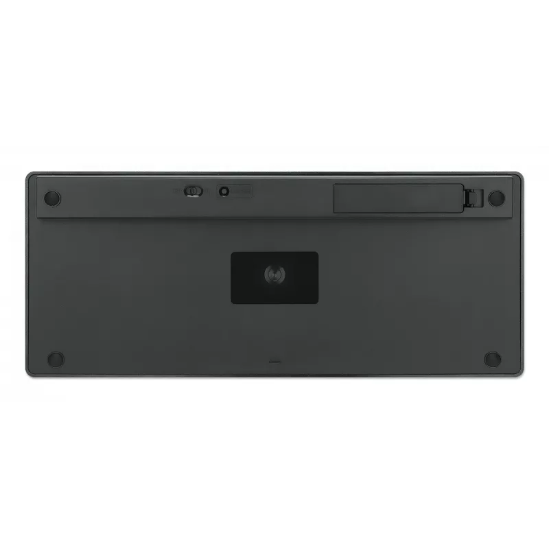 Manhattan Ultra cienki Dual-Mode Wireless klawiatura, układ niemiecki QWERTZ, Bluetooth (v3.0) i bezprzewodowa (2,4 GHz), 78 niskoprofilowych klawiszy nożycowych, automatyczne zarządzanie energią, zasięg 10 m, mikroodbiornik USB-A, bateria AAA (w zestawie), Windows i Mac, trzyletnia gwarancja