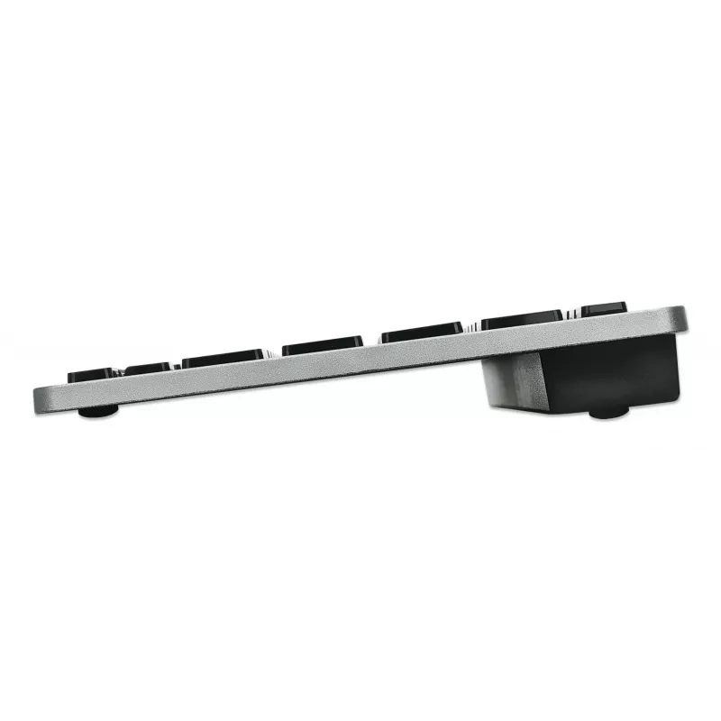 Manhattan Ultra cienki Dual-Mode Wireless klawiatura, układ niemiecki QWERTZ, Bluetooth (v3.0) i bezprzewodowa (2,4 GHz), 78 niskoprofilowych klawiszy nożycowych, automatyczne zarządzanie energią, zasięg 10 m, mikroodbiornik USB-A, bateria AAA (w zestawie), Windows i Mac, trzyletnia gwarancja
