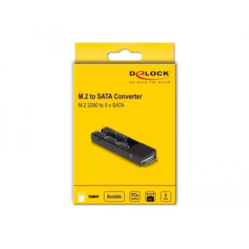 DeLOCK Konwerter M.2 2280 Key B+M męski na 5 x SATA z radiatorem
