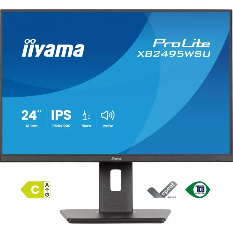 Monitor IIYAMA ProLite XB2495WSU-B1 24.1 cala (61.2 cm) 1920×1200 IPS Full HD, 4 ms, hub USB 3.2, regulacja wysokości, głośniki