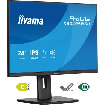 Monitor IIYAMA ProLite XB2495WSU-B1 24.1 cala (61.2 cm) 1920×1200 IPS Full HD, 4 ms, hub USB 3.2, regulacja wysokości, głośniki