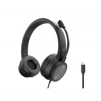 Zestaw słuchawkowy CONCEPTRONIC POLONA05BC — Stereofoniczny USB-C, mikrofon z redukcją szumów, wokółuszny, kabel 2 m, 20–22000 Hz, czarny