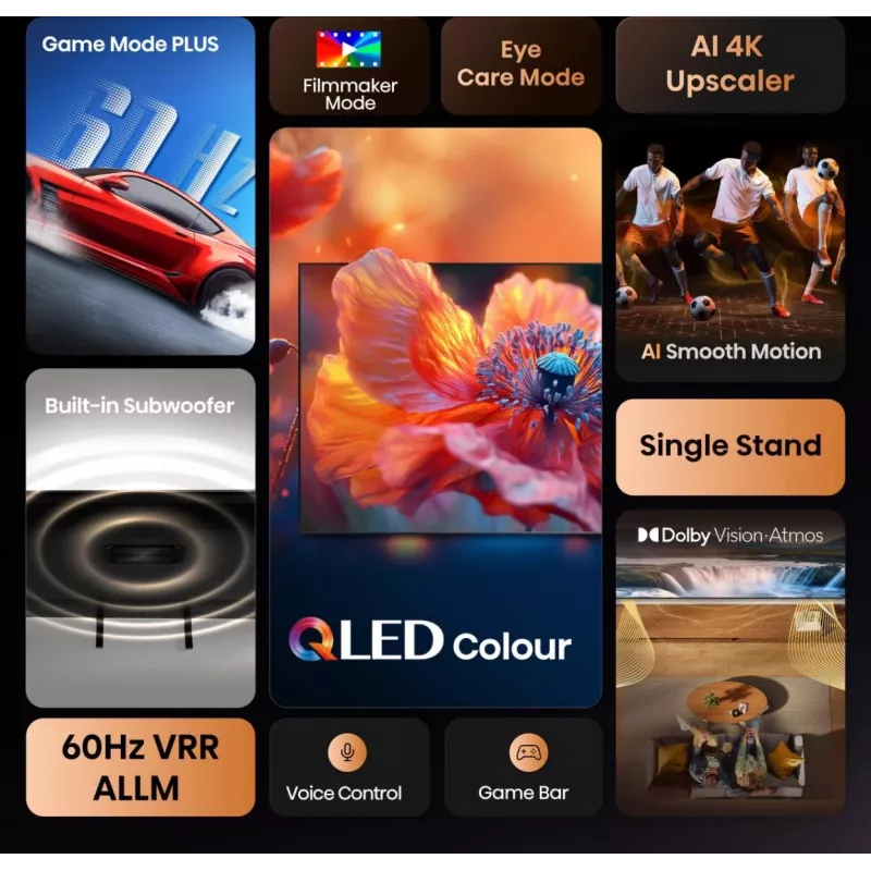 Hisense A7Q 55A7Q 139,7 cm (55 cali) 4K Ultra HD Smart TV Wi-Fi Czarny