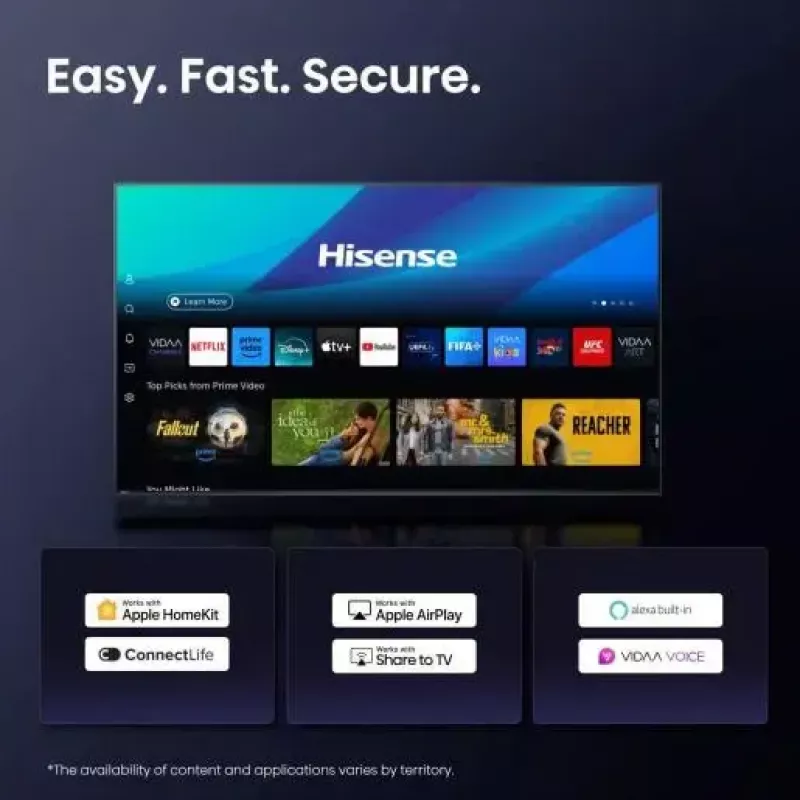 Hisense A7Q 65A7Q 165.1 cm (65 cali) 4K Ultra HD Smart TV Wi-Fi Czarny 400 cd/m²