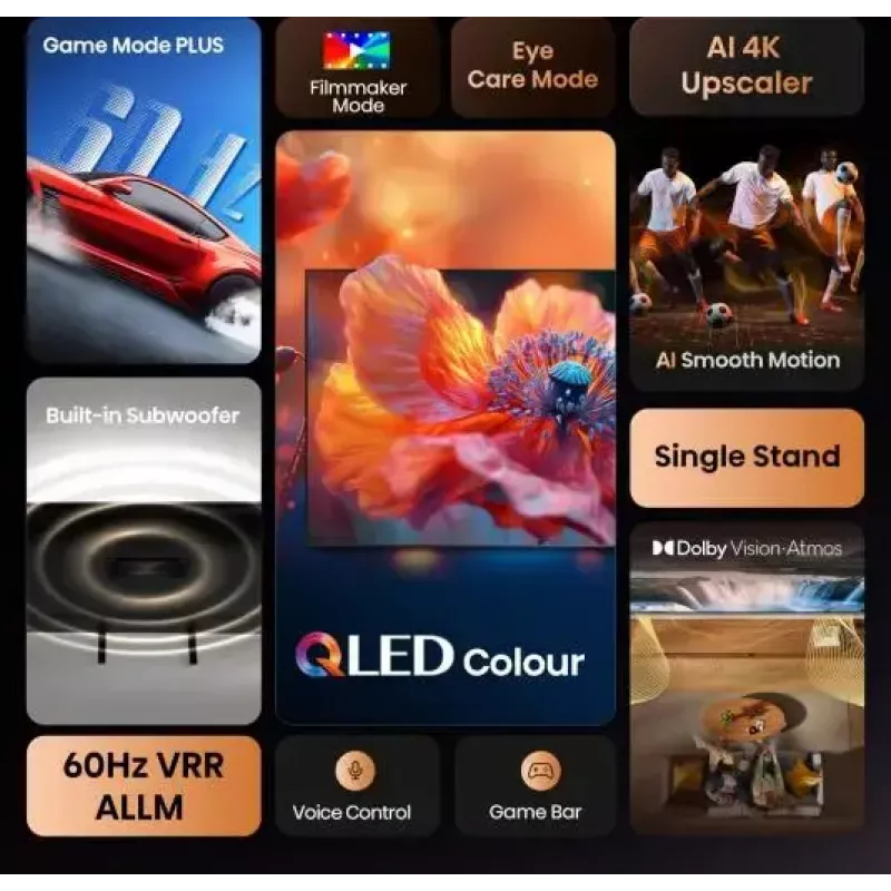 Hisense A7Q 65A7Q 165.1 cm (65 cali) 4K Ultra HD Smart TV Wi-Fi Czarny 400 cd/m²