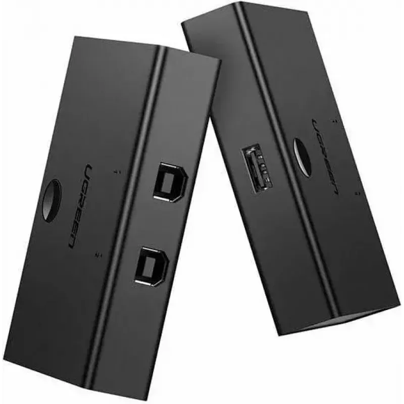 Przełącznik współdzielenia USB UGREEN UGR423 2x1 Czarny — 2 komputery na 1 urządzenie USB, przycisk ręczny
