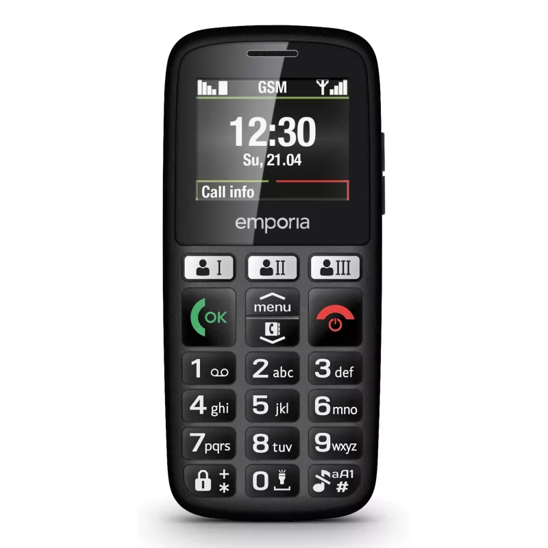 Emporia emporiaHAPPY 4.6 cm (1.81 cala) 70 g Czarny Telefon dla początkujących