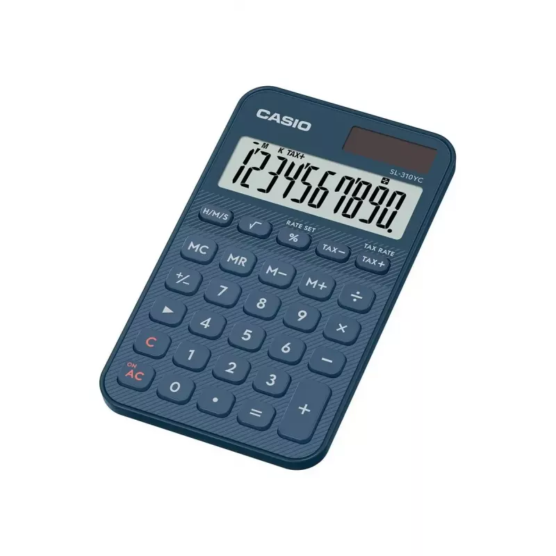 Kalkulator Casio SL-310YC kieszonkowy podstawowy 10-cyfrowy bateria/solarny granatowy