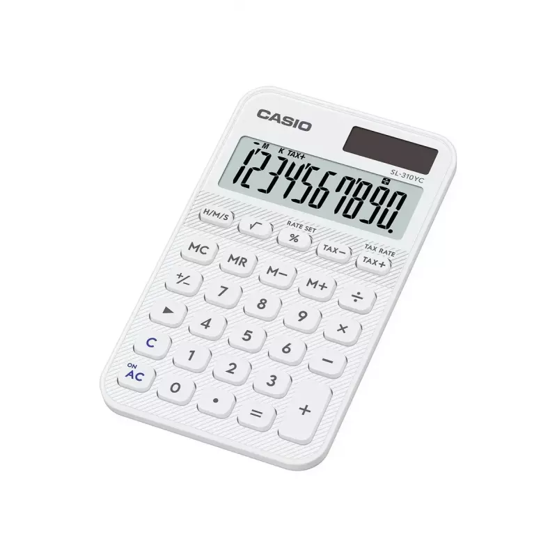 Kalkulator CASIO SL-310YC kieszonkowy, podstawowy, 10-cyfrowy, bateria/solarny, biały