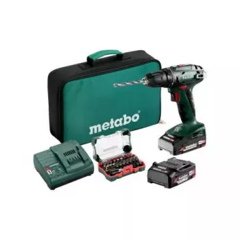 Bezprzewodowa wiertarka z rękojeścią pistoletową Metabo BS 18 — 18 V LiPo, 1,3 kg, uchwyt bezkluczykowy, 1 cm, 1600 obr./min, 20 mm drewno