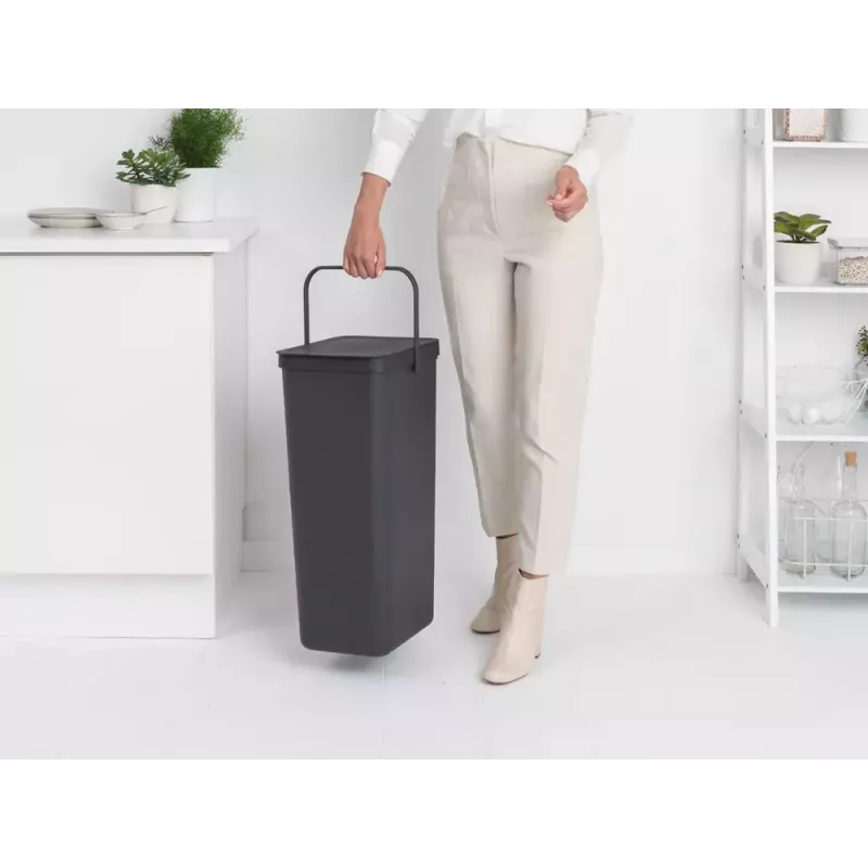 Brabantia Sort & Go 40L prostokątny pojemnik do recyklingu szary