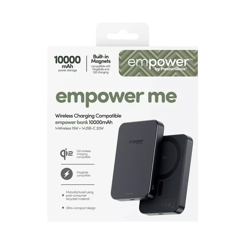 Przenośny powerbank PanzerGlass empower™ 10000mAh Space Czarny, 0,245 kg